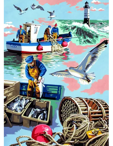 Canevas : 45x60 cm, Carnet/marin pécheur