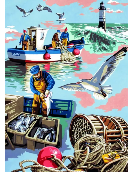 Canevas : 45x60 cm, Carnet/marin pécheur