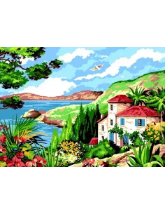 Canevas : 45x60 cm, Villa mimosa