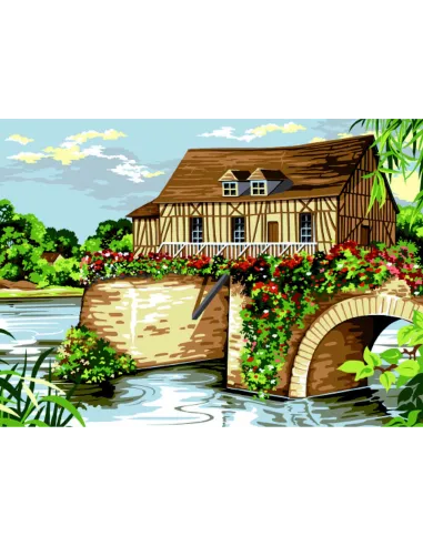 Canevas : 45x60 cm, Le moulin Vernon