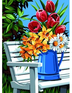 Canevas : 45x60 cm, N17-le broc du banc