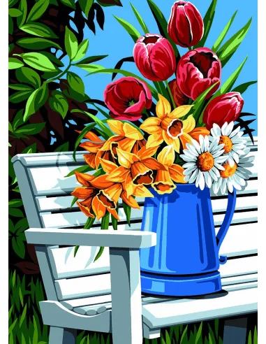 Canevas : 45x60 cm, N17-le broc du banc