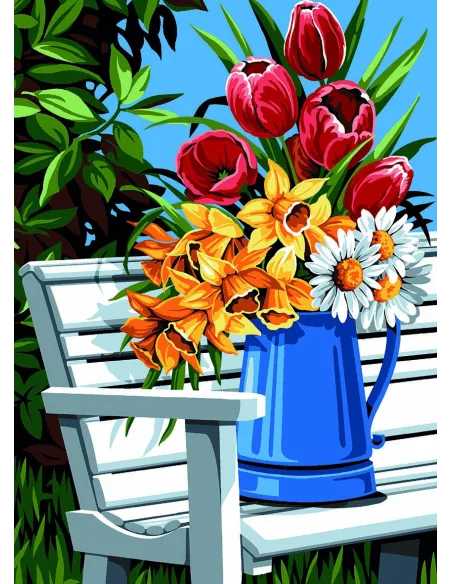 Canevas : 45x60 cm, N17-le broc du banc