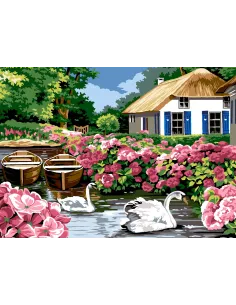 Canevas : 45x60 cm, N18 - les barques du lac