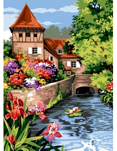 Canevas : 45x60 cm, N18 - petit coin d'eau