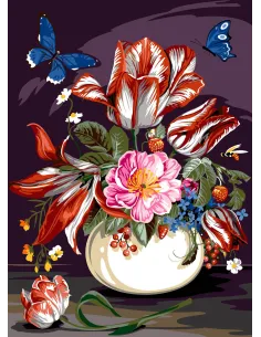 Canevas : 45x60 cm, N18 - bouquet vivant
