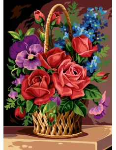 Canevas : 45x60 cm, N19 - panier rose