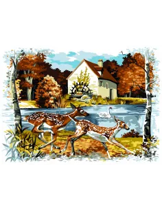 Canevas : 45x60 cm, N18 - saison des feuilles