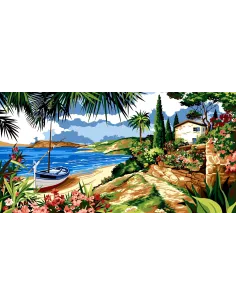 Canevas : 65x120 cm, Mer azur
