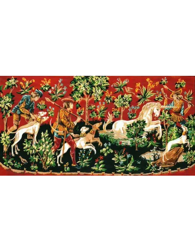 Canevas : 65x120 cm, chasse a la licorne