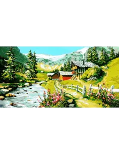 Canevas : 65x120 cm, torrent en montagne