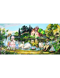 Canevas : 65x120 cm, cygnes