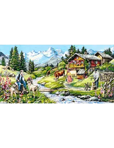 Canevas : 65x120 cm, L'été au chalet