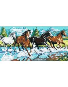 Canevas : 65x120 cm, Au grand galop