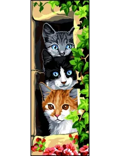 Canevas : 25x60 cm, Les trois chats