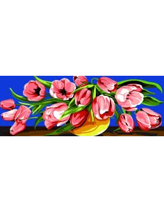 Canevas : 25x60 cm, Débordement de tulipes