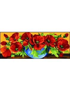 Canevas : 25x60 cm, Débordement de coquelicots
