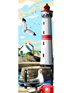 Canevas : 25x60 cm, Le phare aux mouettes