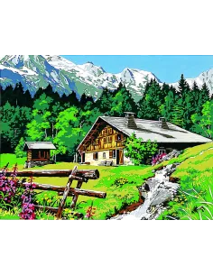 Canevas : 60x80 cm, Le chalet de l'alpage