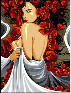 Canevas : 60x80 cm, Pli et fleur