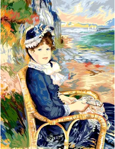Canevas : 60x80 cm, N18 - au bord de la mer d'après Auguste Renoir