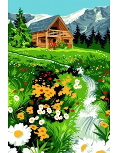 Canevas : 30x40 cm, petit torrent