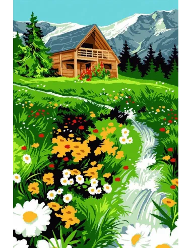 Canevas : 30x40 cm, petit torrent