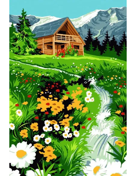 Canevas : 30x40 cm, petit torrent