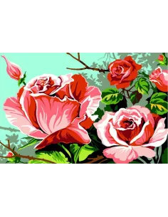 Canevas : 30x40 cm, roses