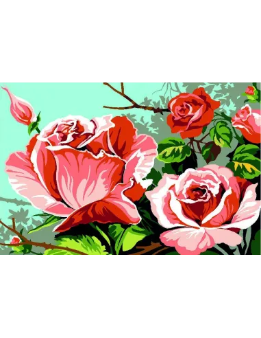 Canevas : 30x40 cm, roses