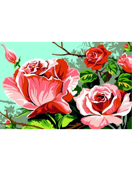 Canevas : 30x40 cm, roses