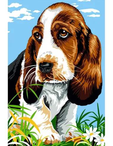 Canevas : 30x40 cm, basset