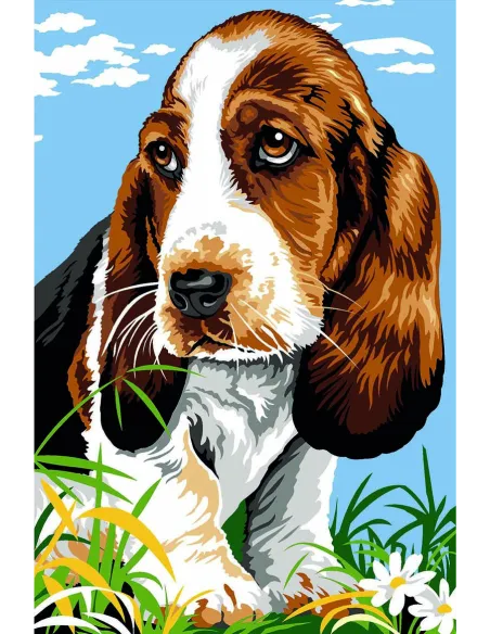Canevas : 30x40 cm, basset