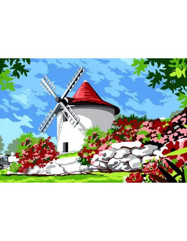 Canevas : 30x40 cm, moulin