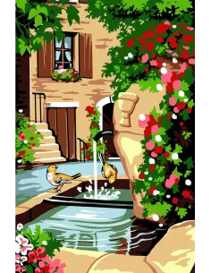 Canevas : 30x40 cm, fontaine