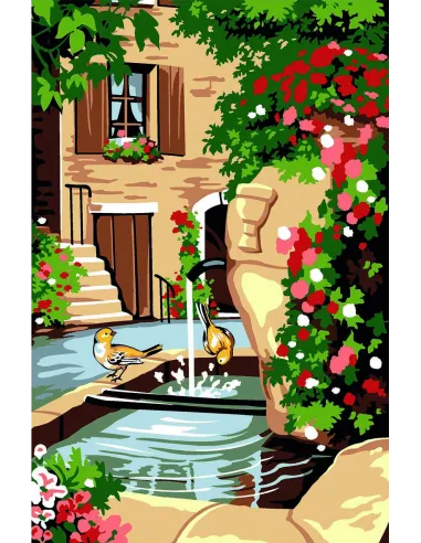 Canevas : 30x40 cm, fontaine