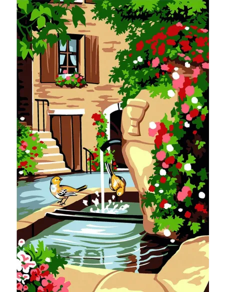 Canevas : 30x40 cm, fontaine