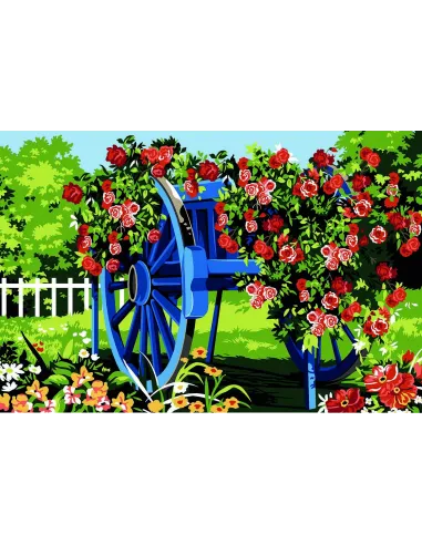Canevas : 30x40 cm, la charrue bleue