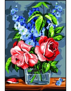 Canevas : 30x40 cm, de rose et de bleu