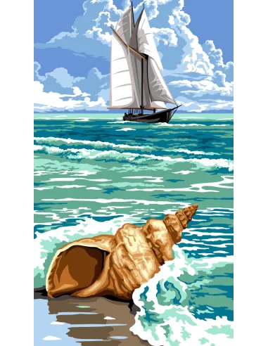 Canevas : 45x65 cm, Du large au coquillage | Zéphyr Tissus