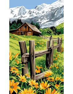 Canevas : 45x65 cm, L'enclot du chalet | Zéphyr Tissus