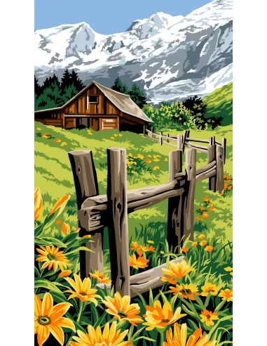 Canevas : 45x65 cm, L'enclot du chalet | Zéphyr Tissus