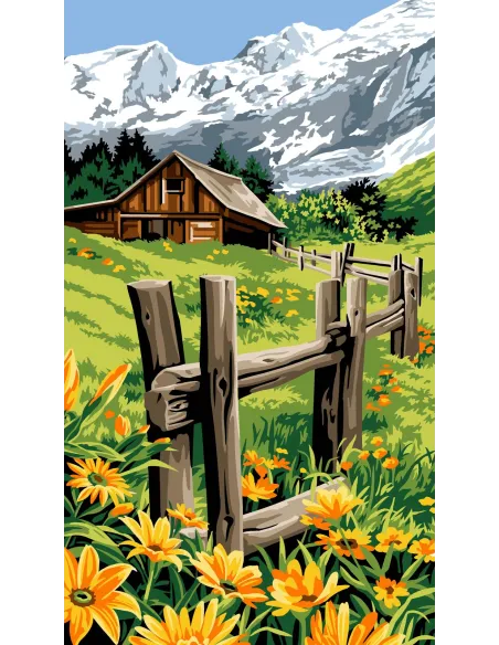 Canevas : 45x65 cm, L'enclot du chalet | Zéphyr Tissus