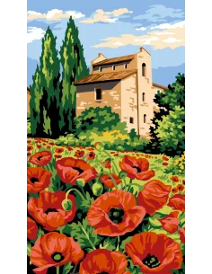 Canevas : 45x65 cm, Pierres et coquelicots | Zéphyr Tissus