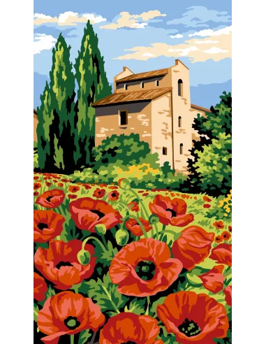 Canevas : 45x65 cm, Pierres et coquelicots | Zéphyr Tissus