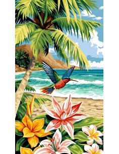 Canevas : 45x65 cm, L’île aux colibris | Zéphyr Tissus