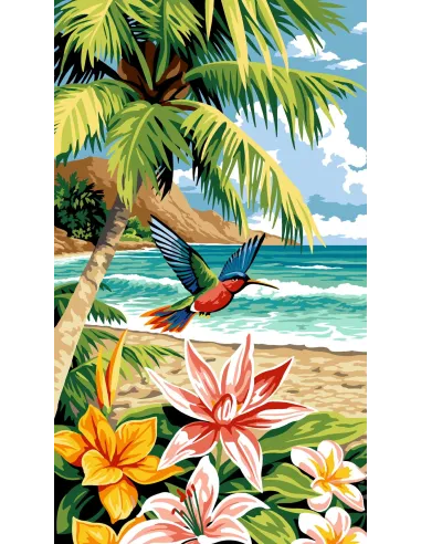 Canevas : 45x65 cm, L’île aux colibris | Zéphyr Tissus