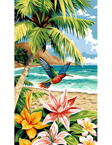 Canevas : 45x65 cm, L’île aux colibris | Zéphyr Tissus