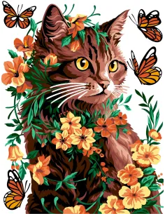 Canevas : 50x65 cm, Flore féline | Zéphyr Tissus