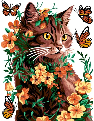 Canevas : 50x65 cm, Flore féline | Zéphyr Tissus